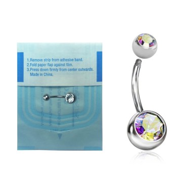 Banana Ombelico STERILE in Acciaio Inox 316L con Doppio Cristallo 2