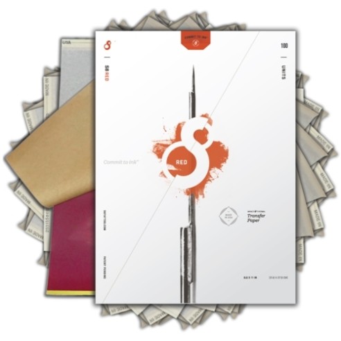 S8 RED Tattoo Stencil Paper - Carta Rossa Termica e Freehand - 100 pz