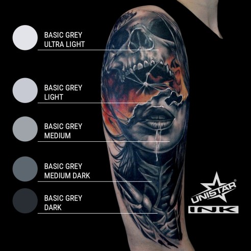 Basic Gray Light - UNISTAR INK - 30 ml - Colore Tattoo REACH