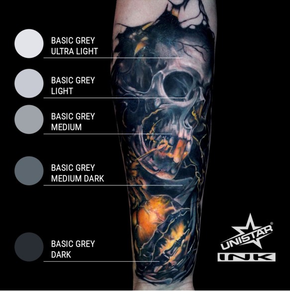 Basic Gray Ultra Light - UNISTAR INK - 30 ml - Colore Tattoo REACH