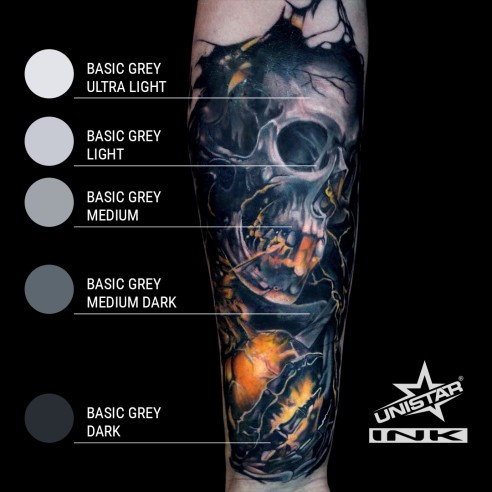 Basic Grey Dark - UNISTAR INK - 30 ml - Colore Tattoo REACH