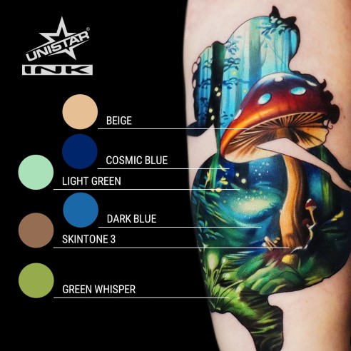 Green Whisper - UNISTAR INK - 30 ml - Colore Tattoo REACH